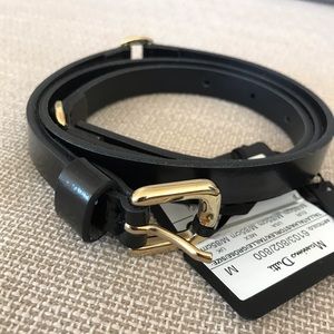 Massimo Dutti Black Leather Belt NWT